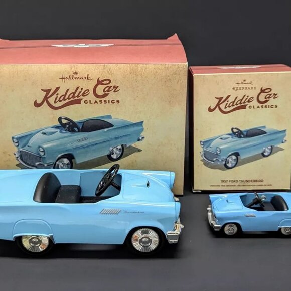 Hallmark Kiddie Car Classics 1957 Blue Ford Thunderbird MINI PEDAL CAR Model & M - Picture 6 of 8